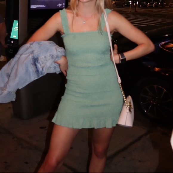 Green bodycon Zara textured weave tank dress - Picture 2 of 6